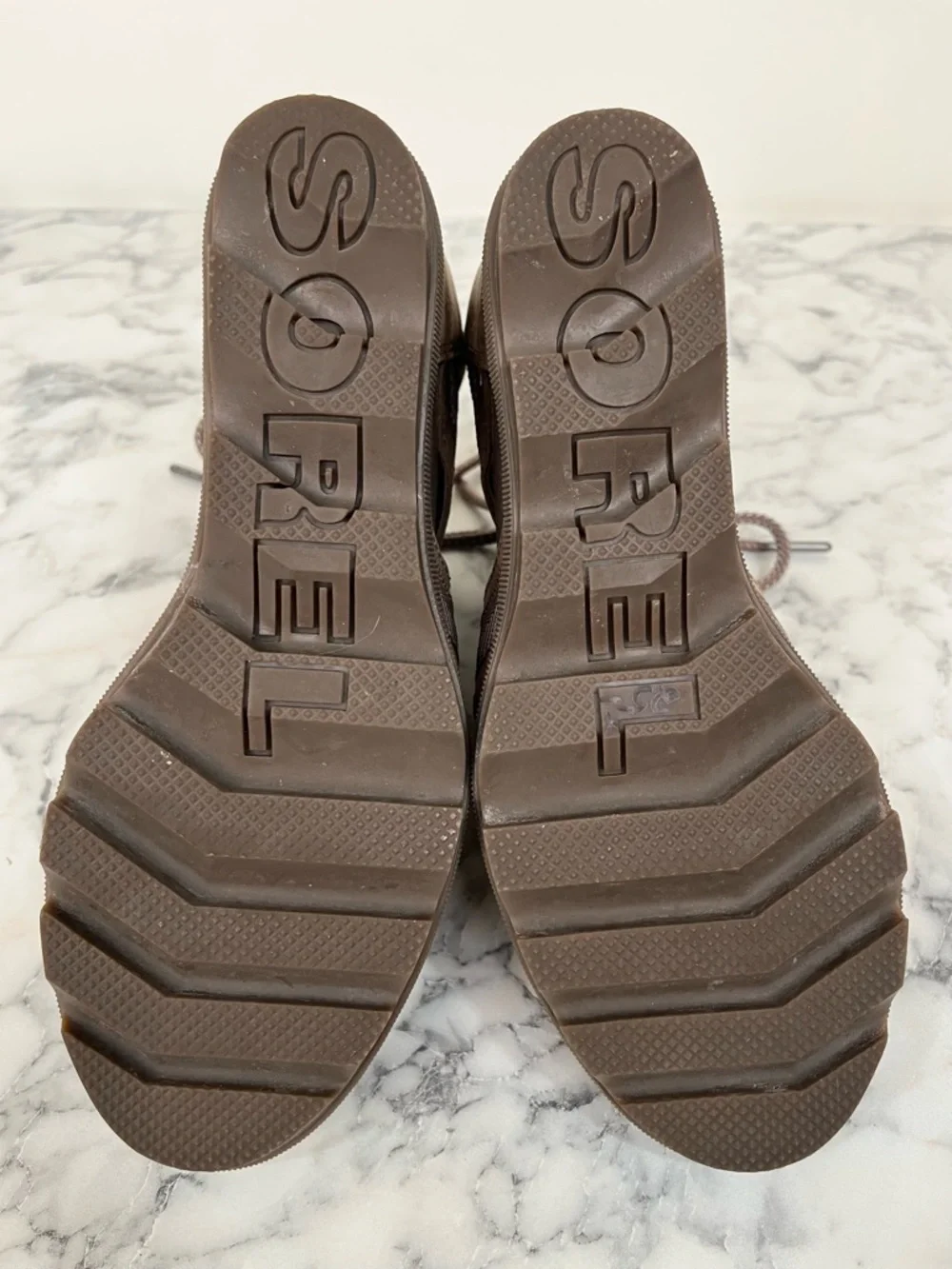 Sorel Joanie II Lace Up Wedge Leather Sandals In Ash Brown Taupe Tan Size 9
